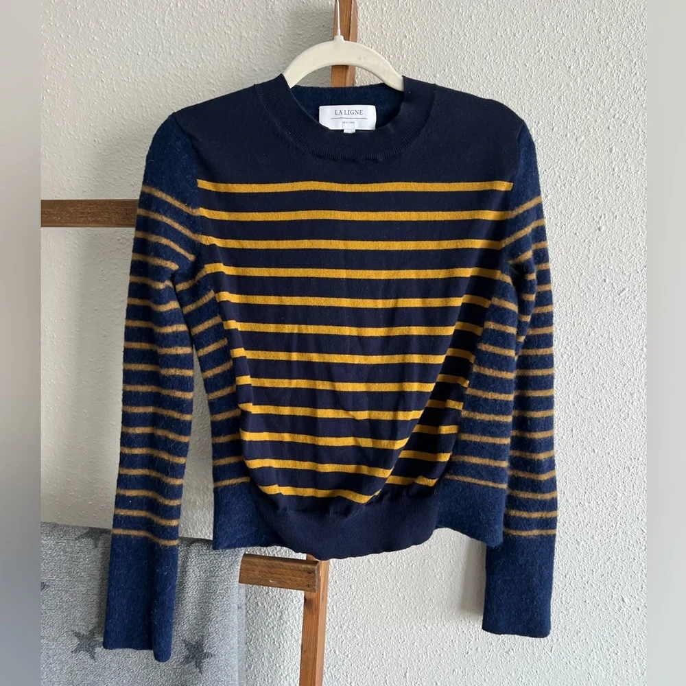 La Linge Wool Cashmere blend striped crew neck sweater - Picture 1 of 6